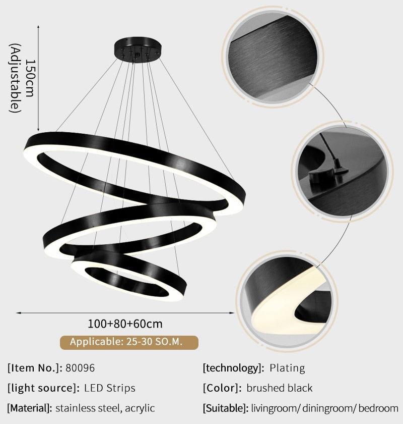 Ylk Bosque Black Ring Chandelier