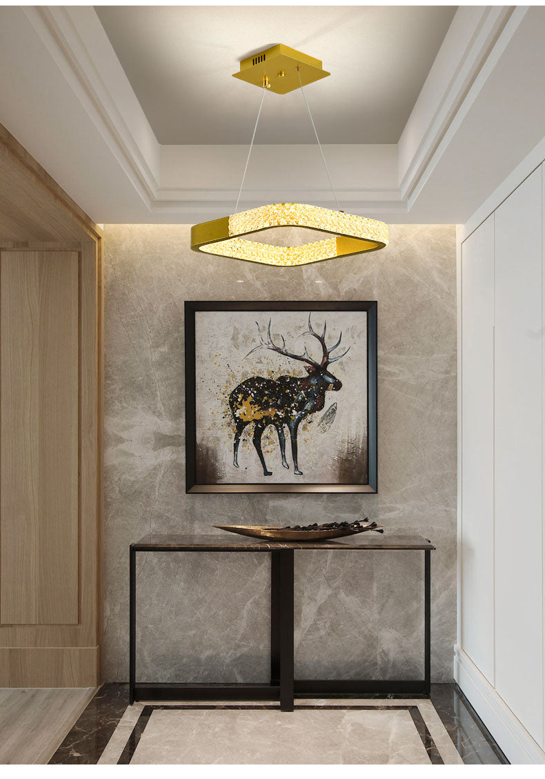 Indoors Ahsan - Gold Black Circle Rectangular Chandeliers Ceiling Lights