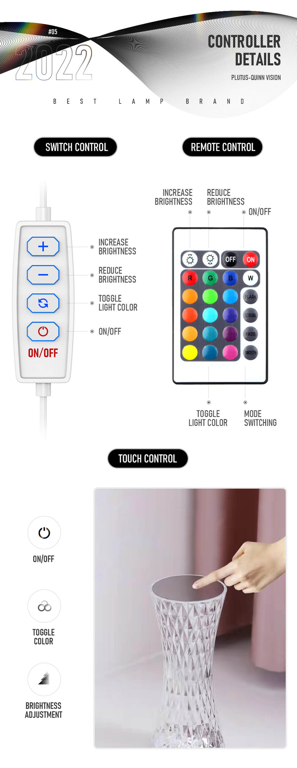 Pq Rane LED Crystal Night Light