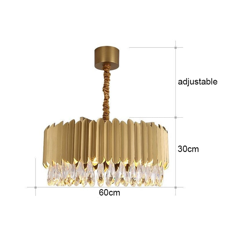IND Modern Luxury Crystal Round Gold Black Chandelier Light