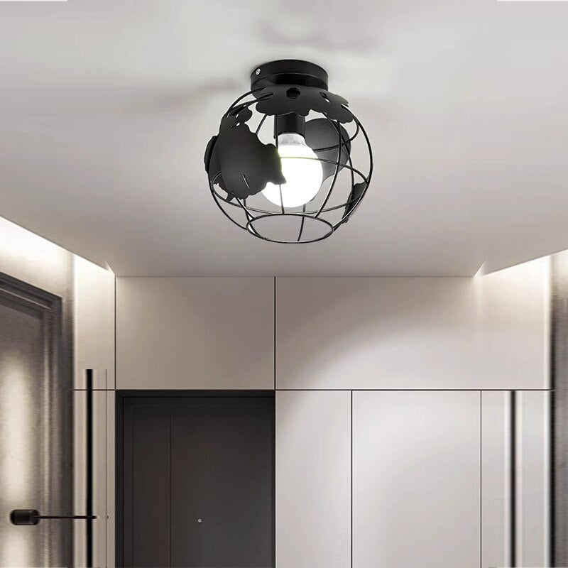 Iron Cage Metal Retro Ceiling Lamp