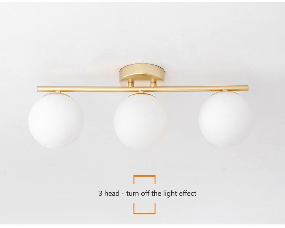 DAR Nordic LED Glass Ceiling Light White Ball Creative Golden