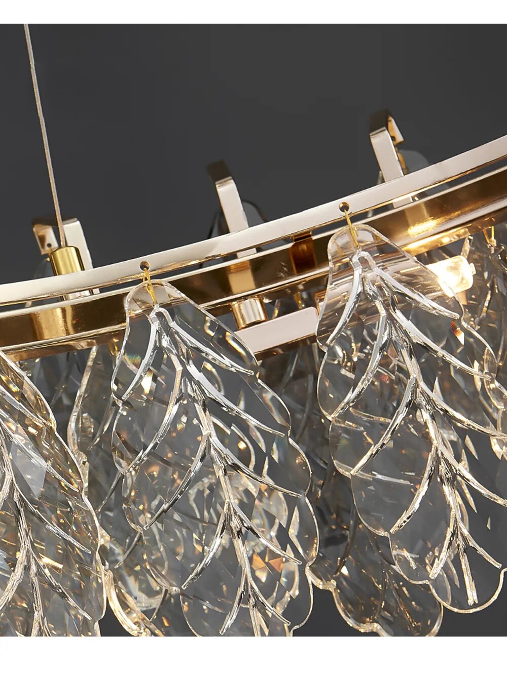 LED Dimmable Crystal Goose Feather Gold Silver Lustre Chandelier