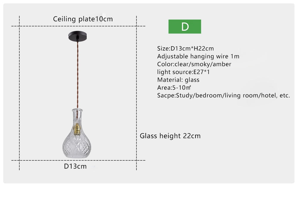 HEN Aegea Retro Glass Lampshade Pendant Lights