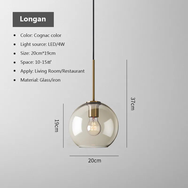 Nordic Industrial Glass LED Pendant