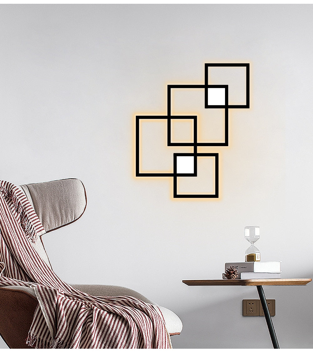 IIS Minimalist Wall Lamp Dimmable  Black White Square Sconces