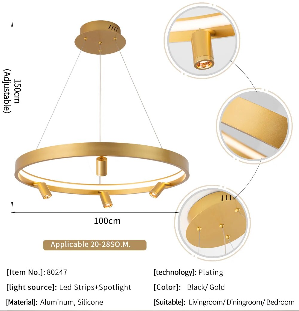 Ylk Black/Gold Spotlight Chandelier