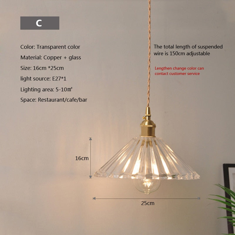 Nordic Glass Minimalist E27 Transparent Lampshade Pendant Light