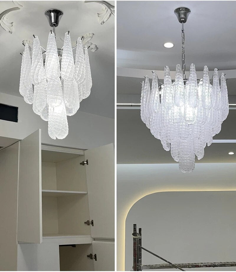 Ylk Murano White Glass Chandelier