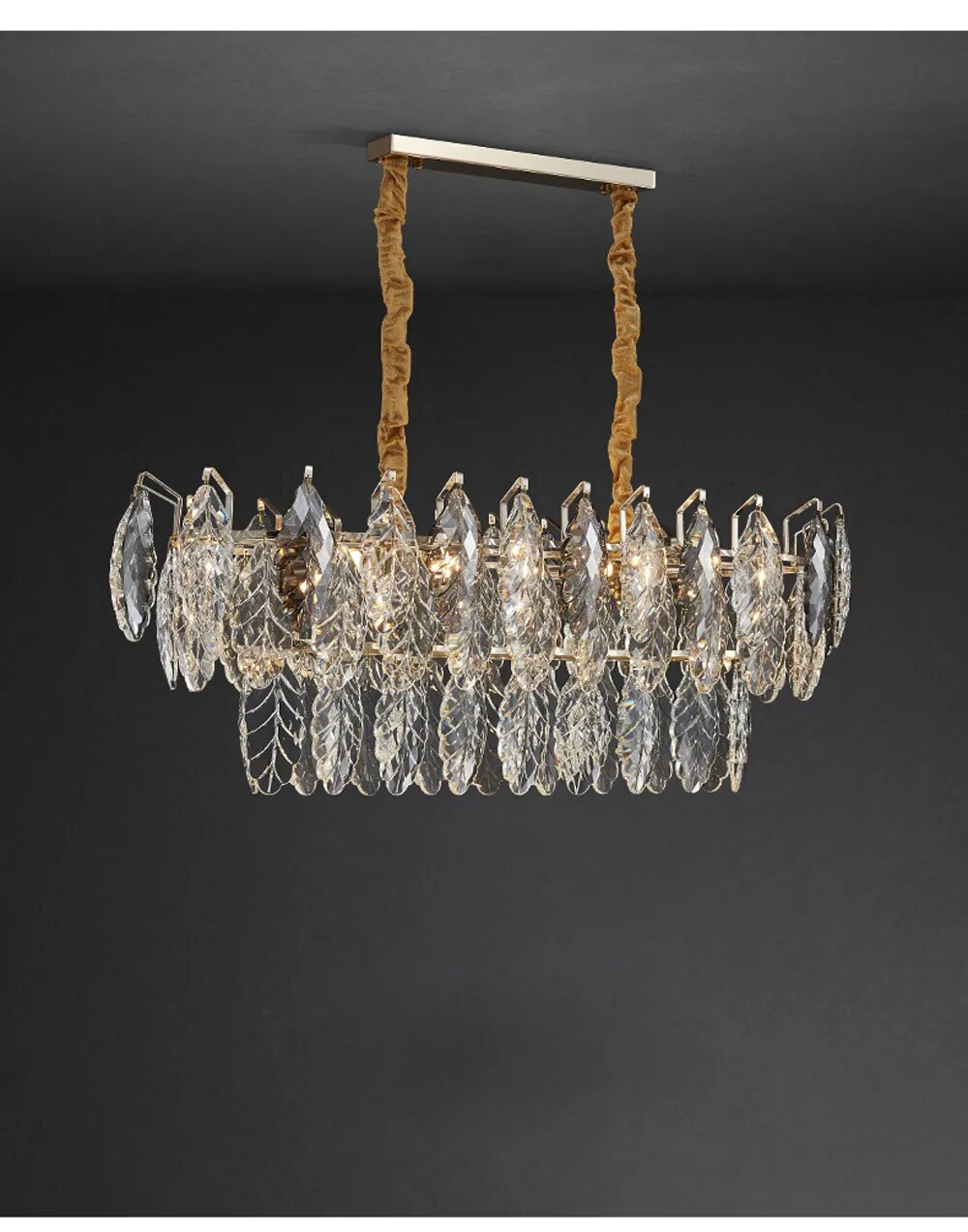 LED Dimmable Crystal Goose Feather Gold Silver Lustre Chandelier
