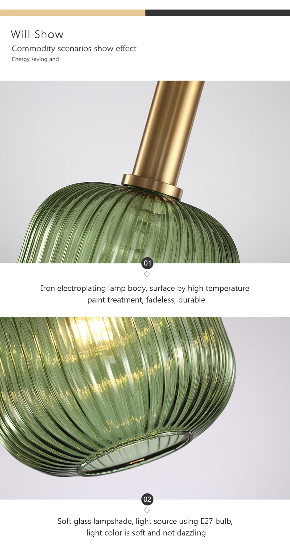 Wad Nordic Colorful Glass Pendant Light