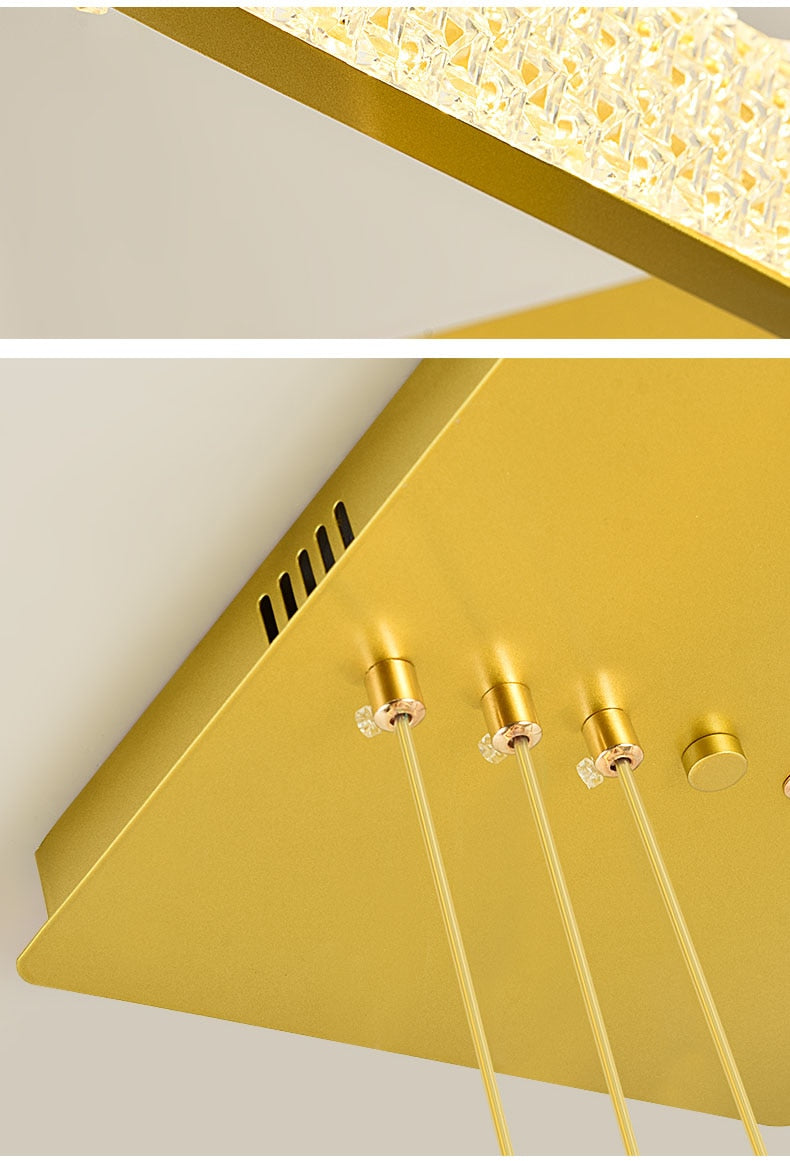 Indoors Ahsan - Gold Black Circle Rectangular Chandeliers Ceiling Lights