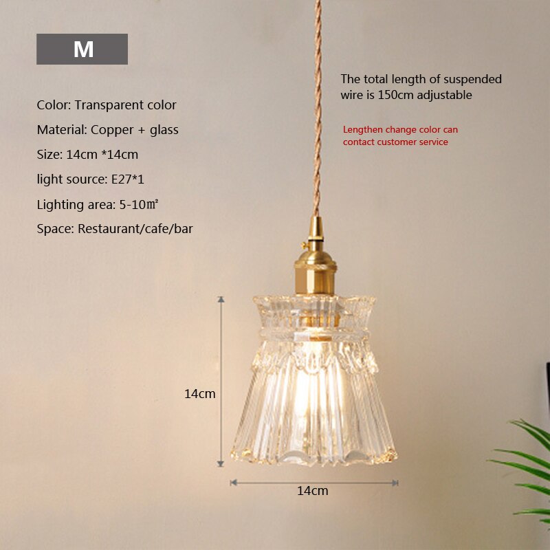 Nordic Glass Minimalist E27 Transparent Lampshade Pendant Light