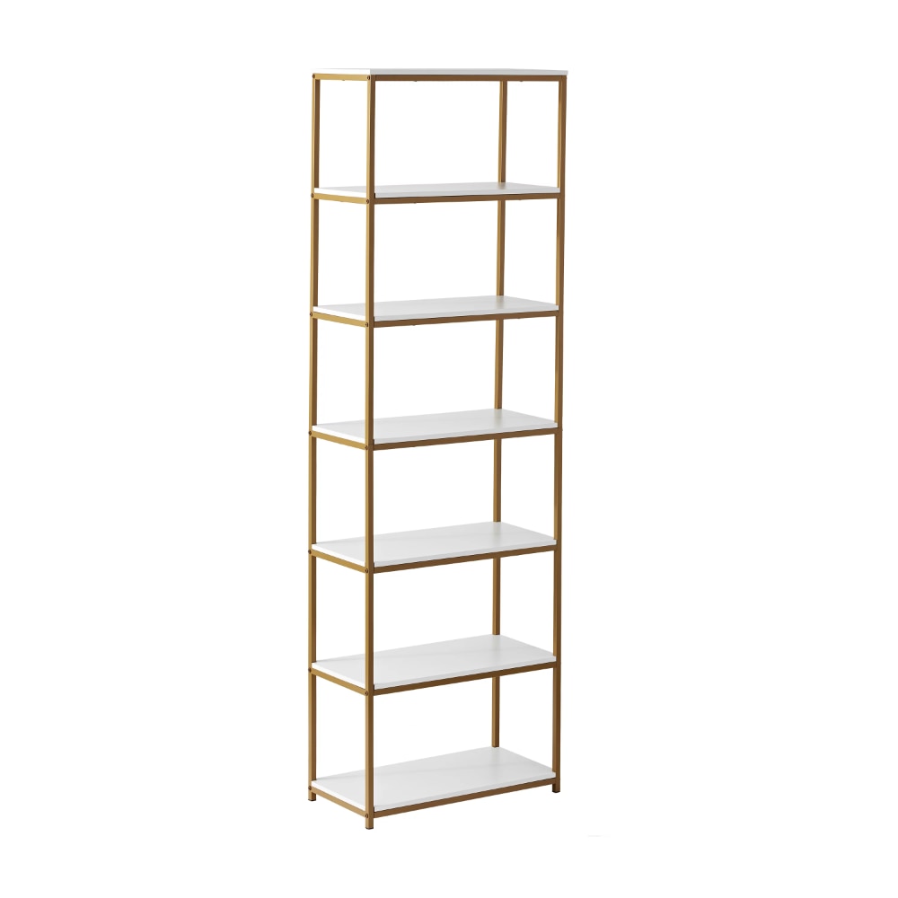 Inkeri - 6-Shelf Gold Metal Frame Bookcase