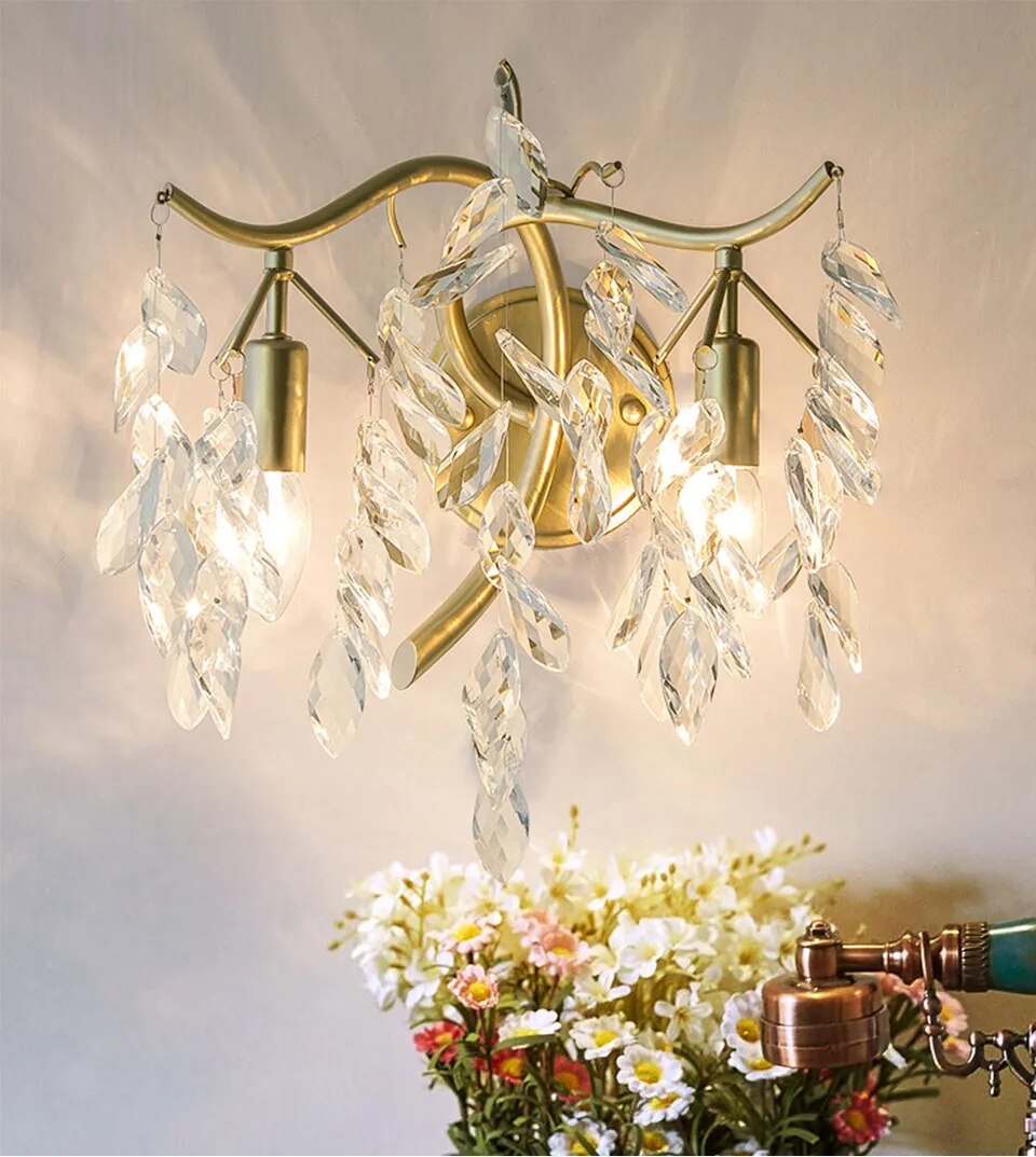 IIS Modern Crystal Gold branch Sconces Luxury Light Fixture