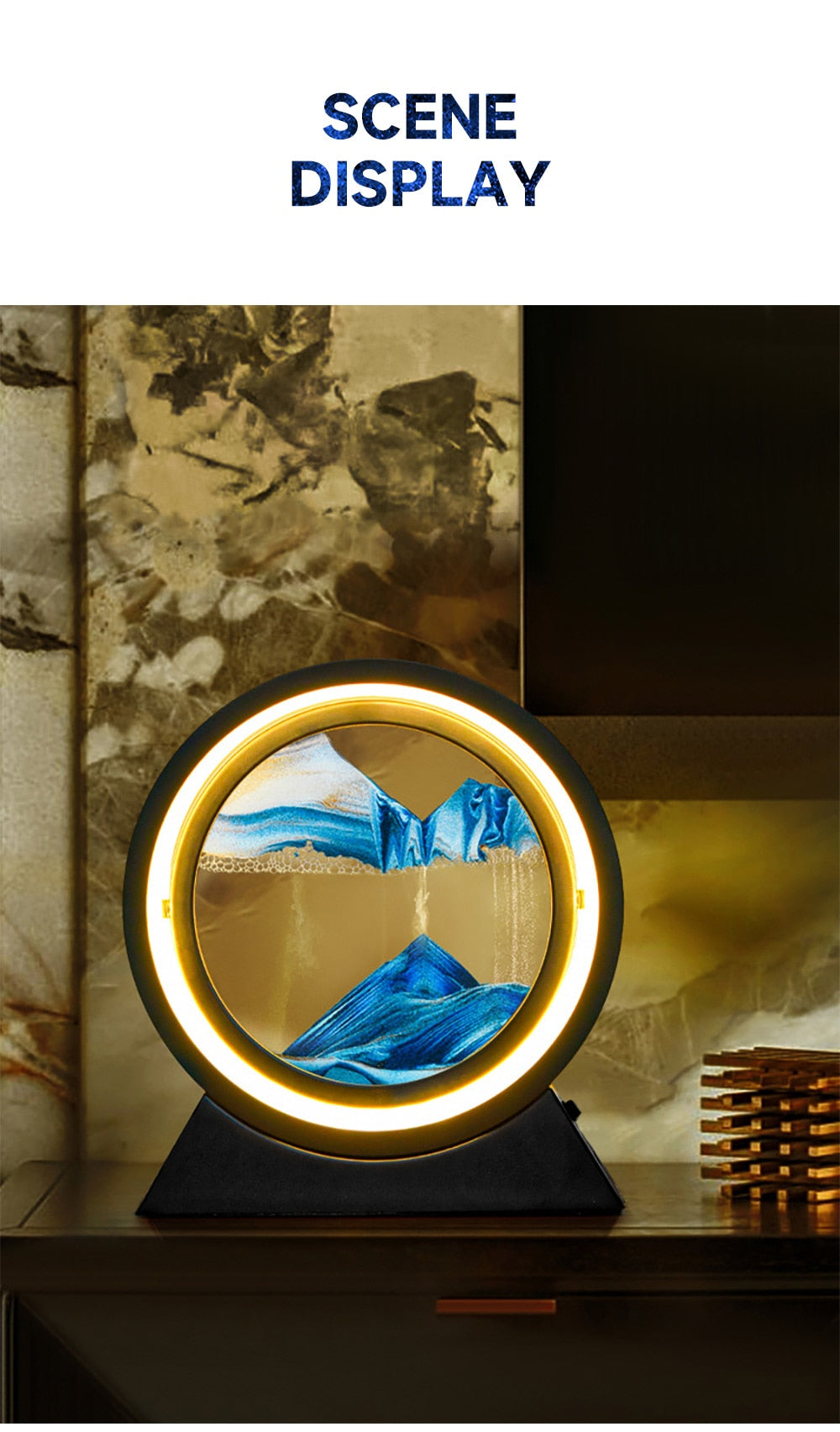 PQ 360° Rotate LED Sand Painting Night Lights