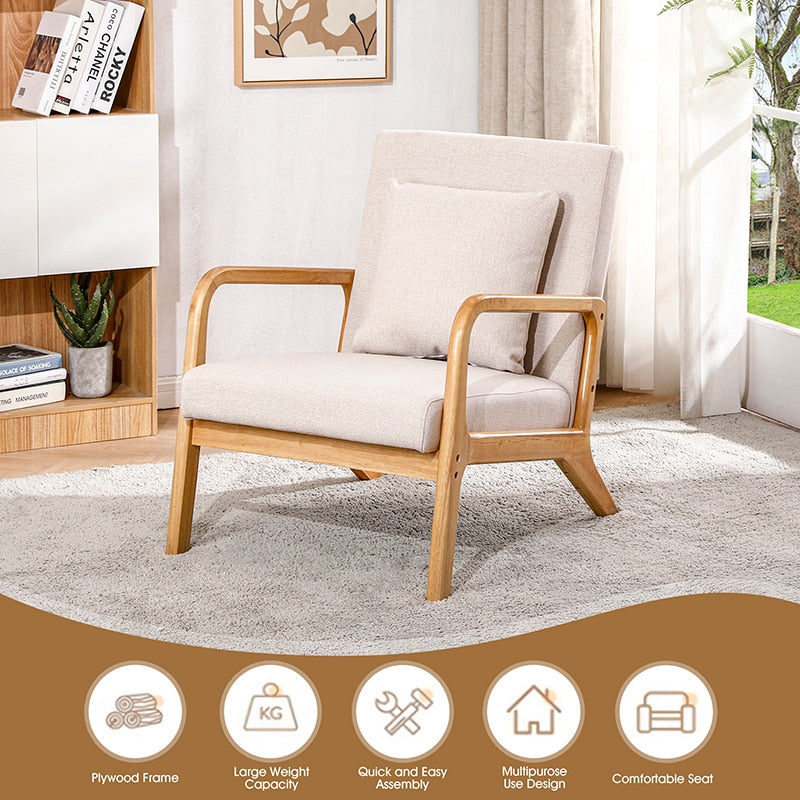 Maren - Living Room Accent Chairs Bedroom Chair Reading Armchair Indoor Wooden Chairs Reading Chair
