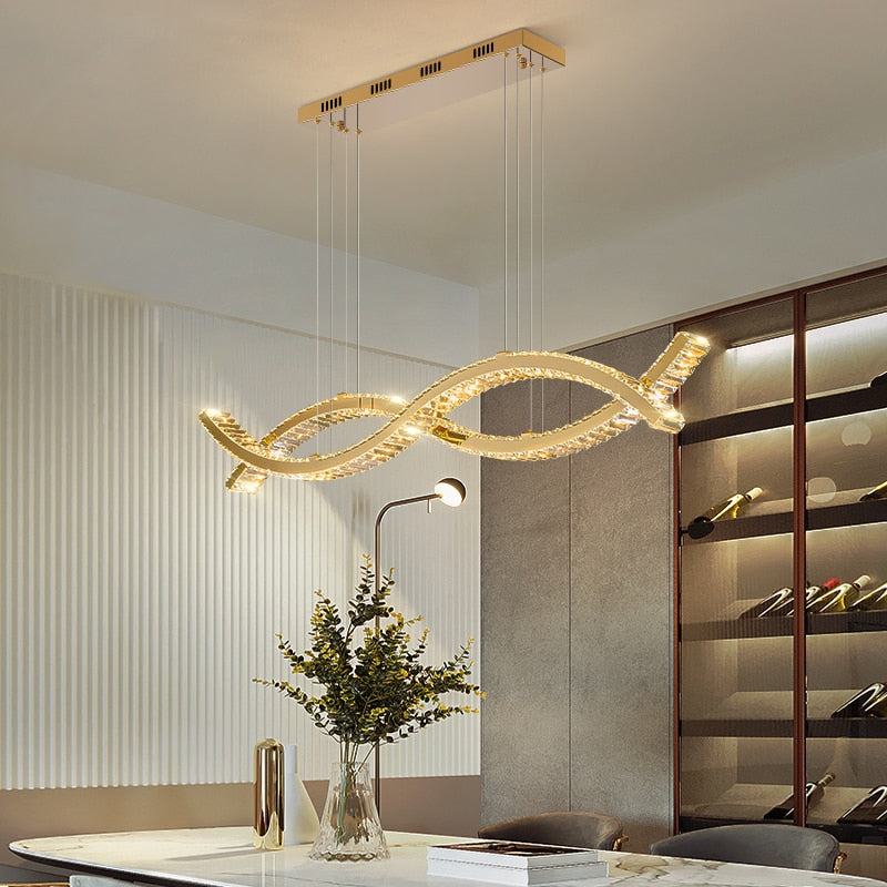 Ylk Wave Design Crystal Pendant Lamp