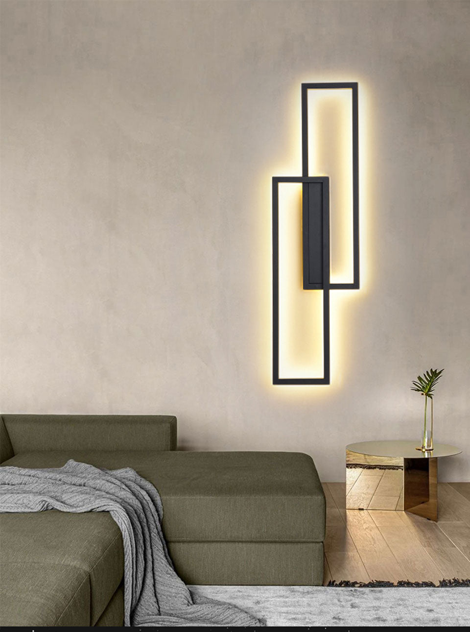 IIS LED Wall Sconces Black Rectangle Minimalist Wall Mounted Light