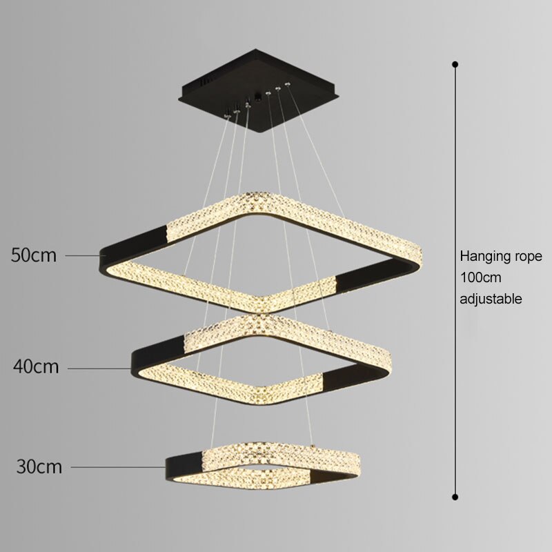 Indoors Ahsan - Gold Black Circle Rectangular Chandeliers Ceiling Lights