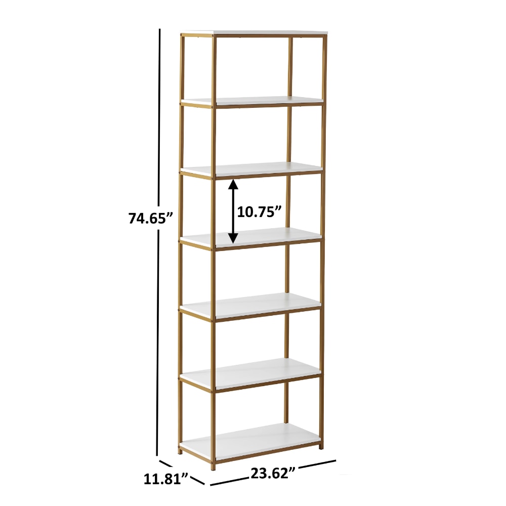 Inkeri - 6-Shelf Gold Metal Frame Bookcase