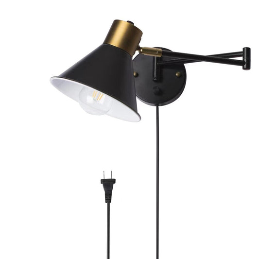 AiS Indoor Wall Lamp Dimmable E26 Bulb, Metal Adjustable Swing Arm
