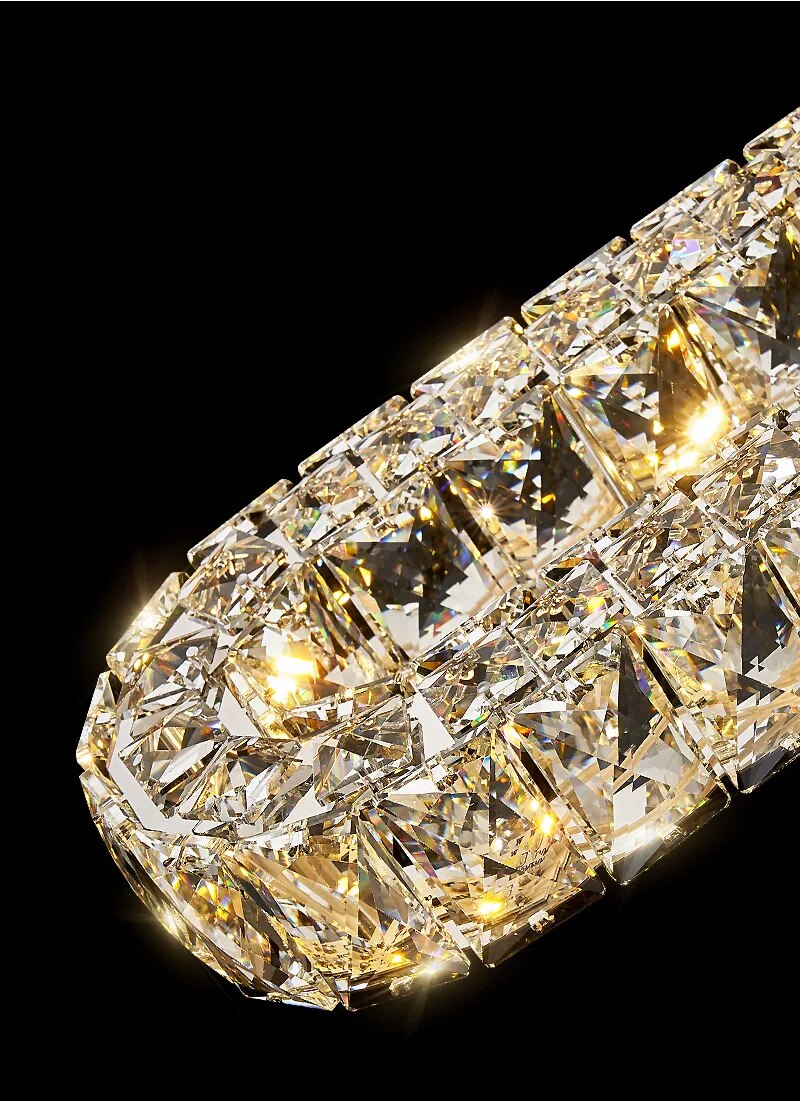 YLK Oval Long LED Crystal chandelier for staircase luxury lobby hallway hanging light