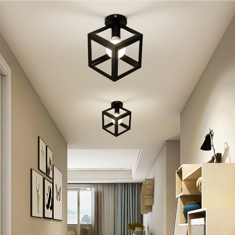 Iron Cage Metal Retro Ceiling Lamp