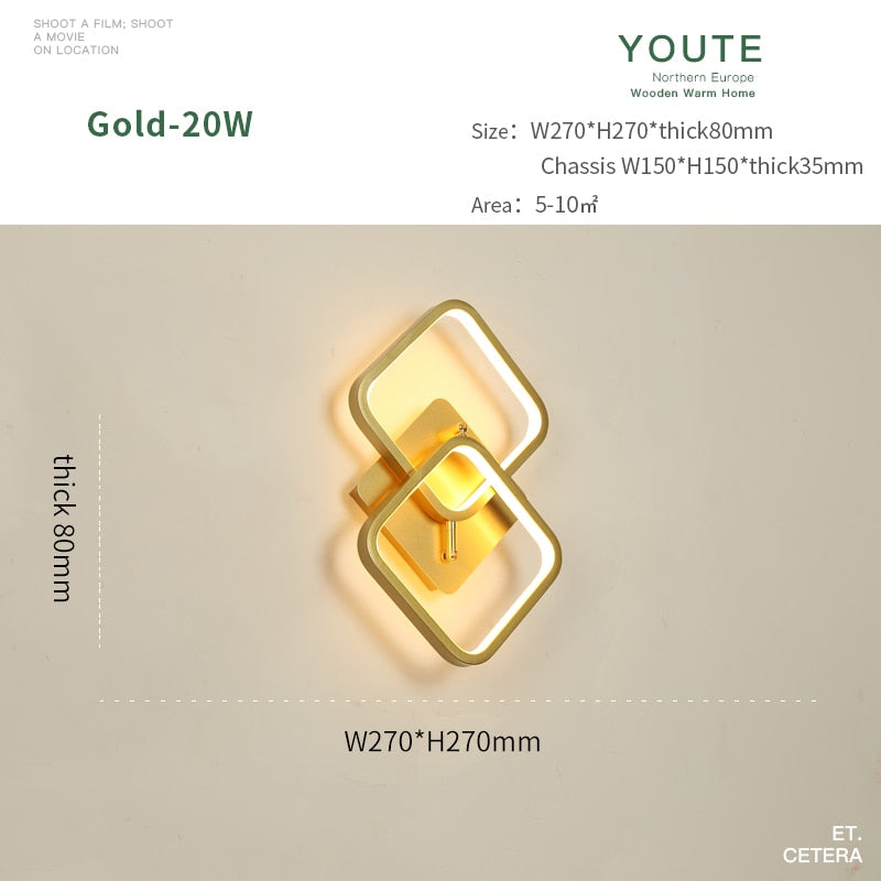 JM Nordic Wall Lamp Indoor Copper LED Bedside Light Decorative