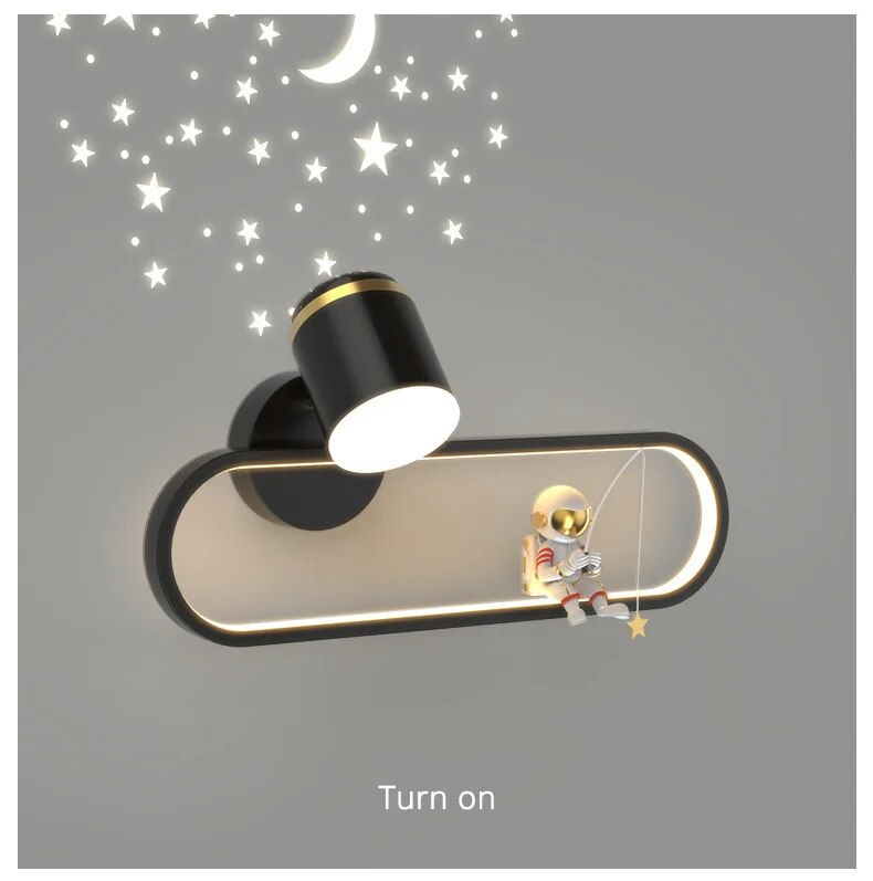 MAV Kid's room creative Wall Lamp Stars Projection Astronaut Decoration