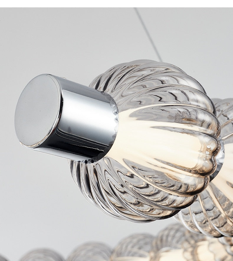 APEX Circular Ring Chrome LED Chandelier Pearl Necklace Style