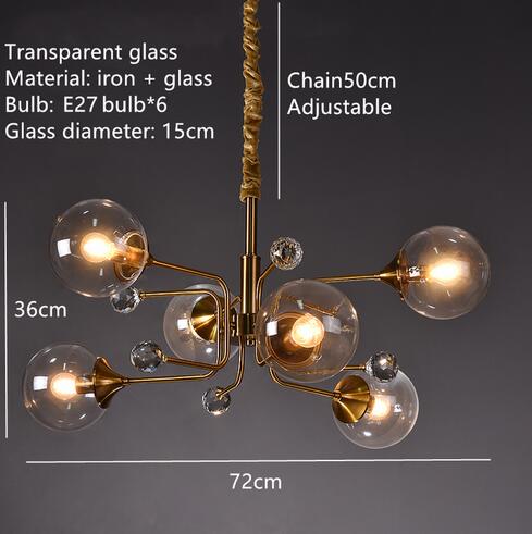 Eira Glass bubble chandelier Kitchen Island light