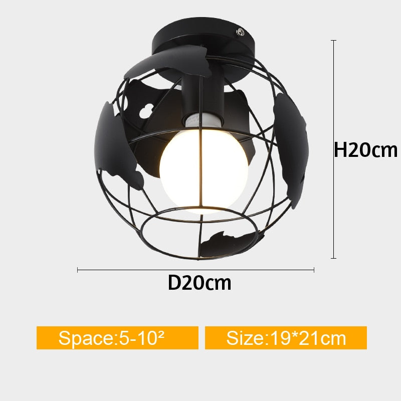 Iron Cage Metal Retro Ceiling Lamp