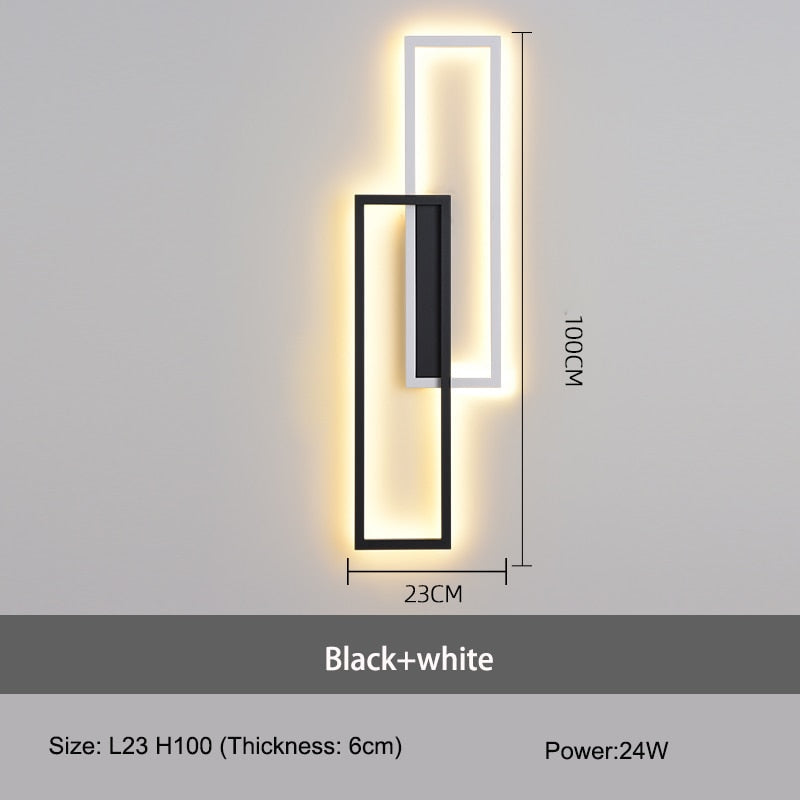 IIS LED Wall Sconces Black Rectangle Minimalist Wall Mounted Light