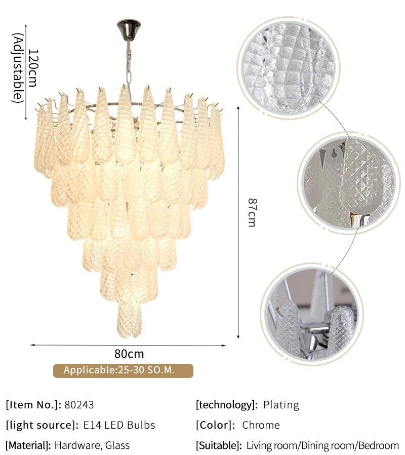 Ylk Murano White Glass Chandelier