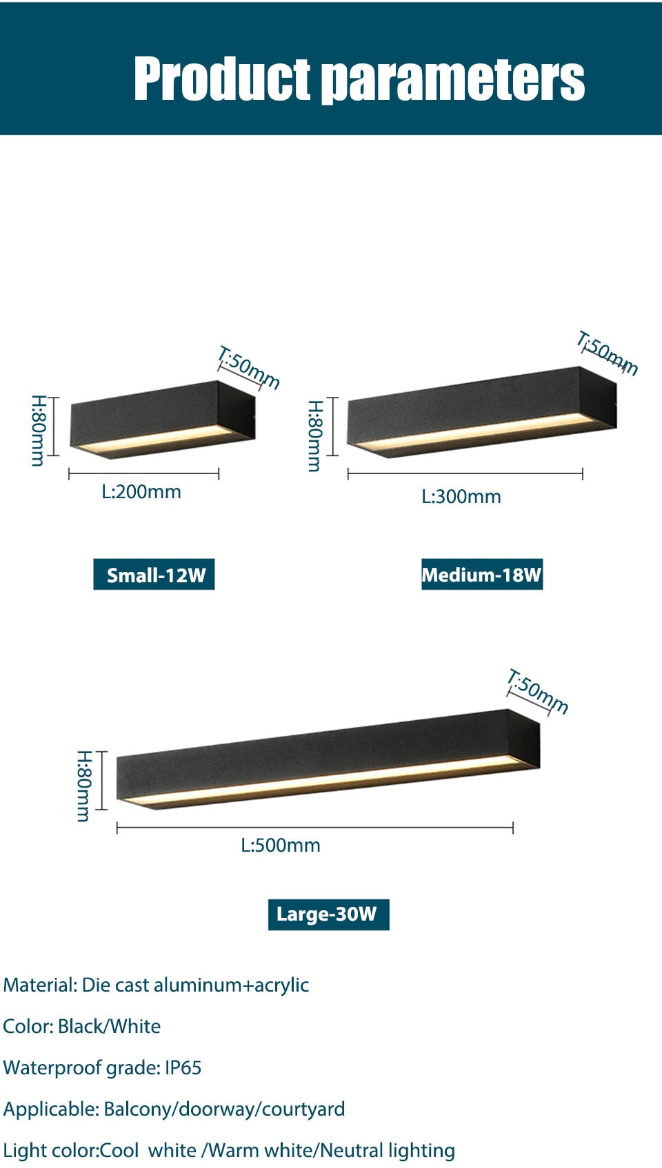 IIS LED Outdoor IP65 Waterproof Porch Wall Sconces Aluminum Exterior