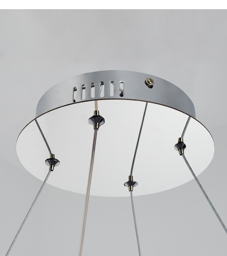 APEX Circular Ring Chrome LED Chandelier Pearl Necklace Style