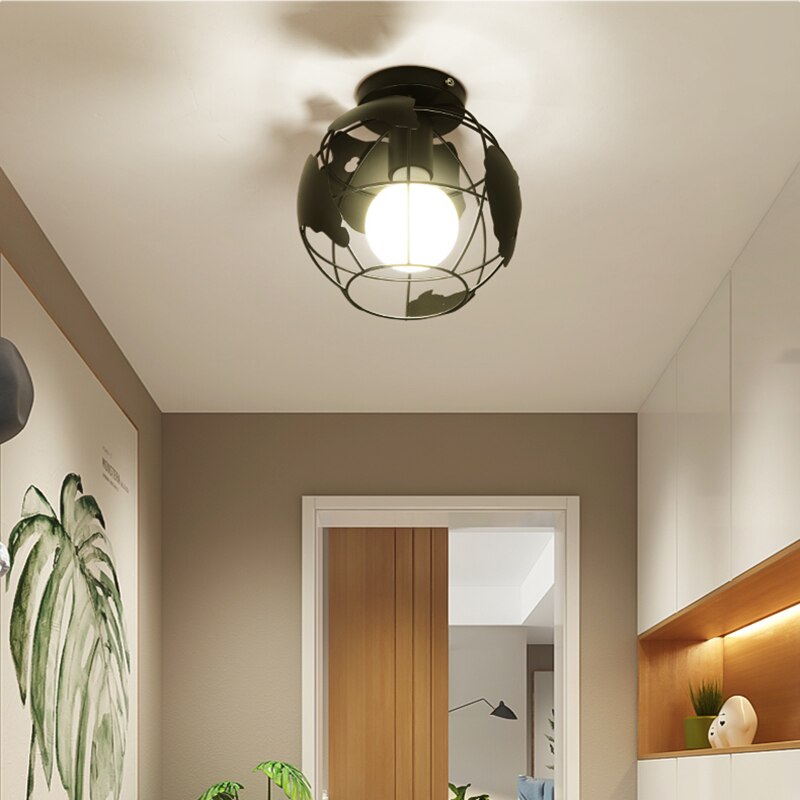 Iron Cage Metal Retro Ceiling Lamp