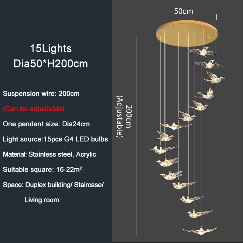 Ylk Bird Design Chandelier Light