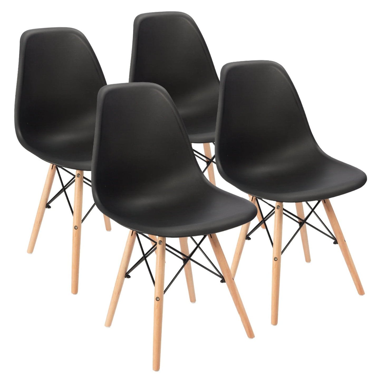 Idunn - Set of 4 Nordic Furniture Wooden Chair with Wooden Legs