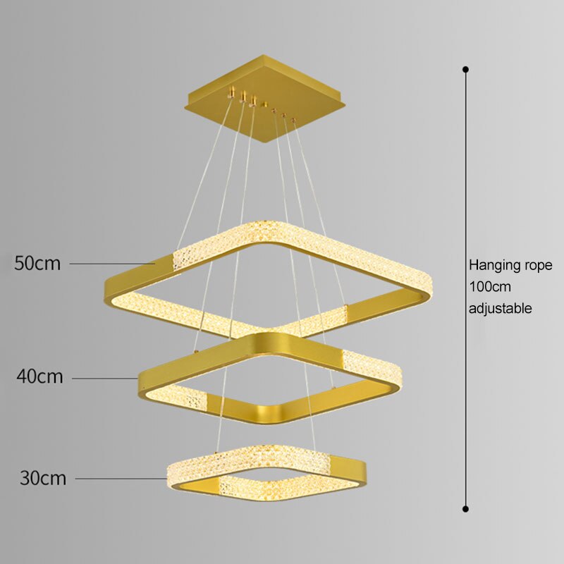 Indoors Ahsan - Gold Black Circle Rectangular Chandeliers Ceiling Lights