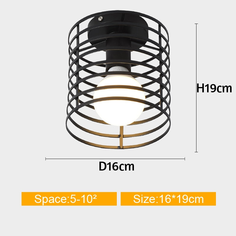 Iron Cage Metal Retro Ceiling Lamp