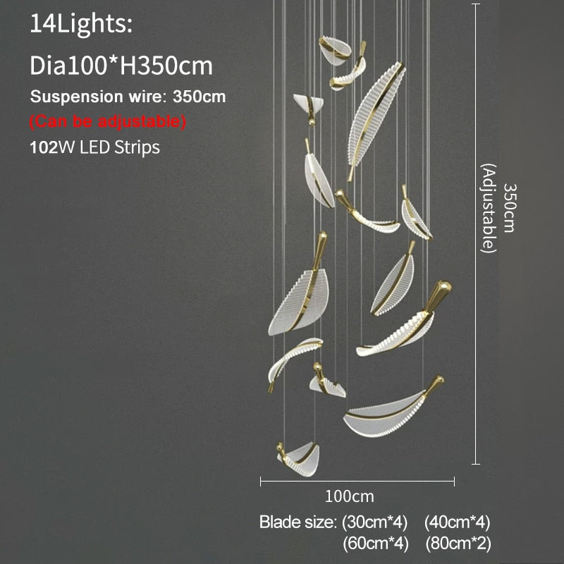 Ylk Feather Design LED Chandelier