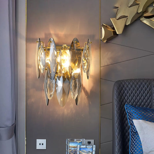 Ylk Gold Luxury Gray Crystal Wall Lamp