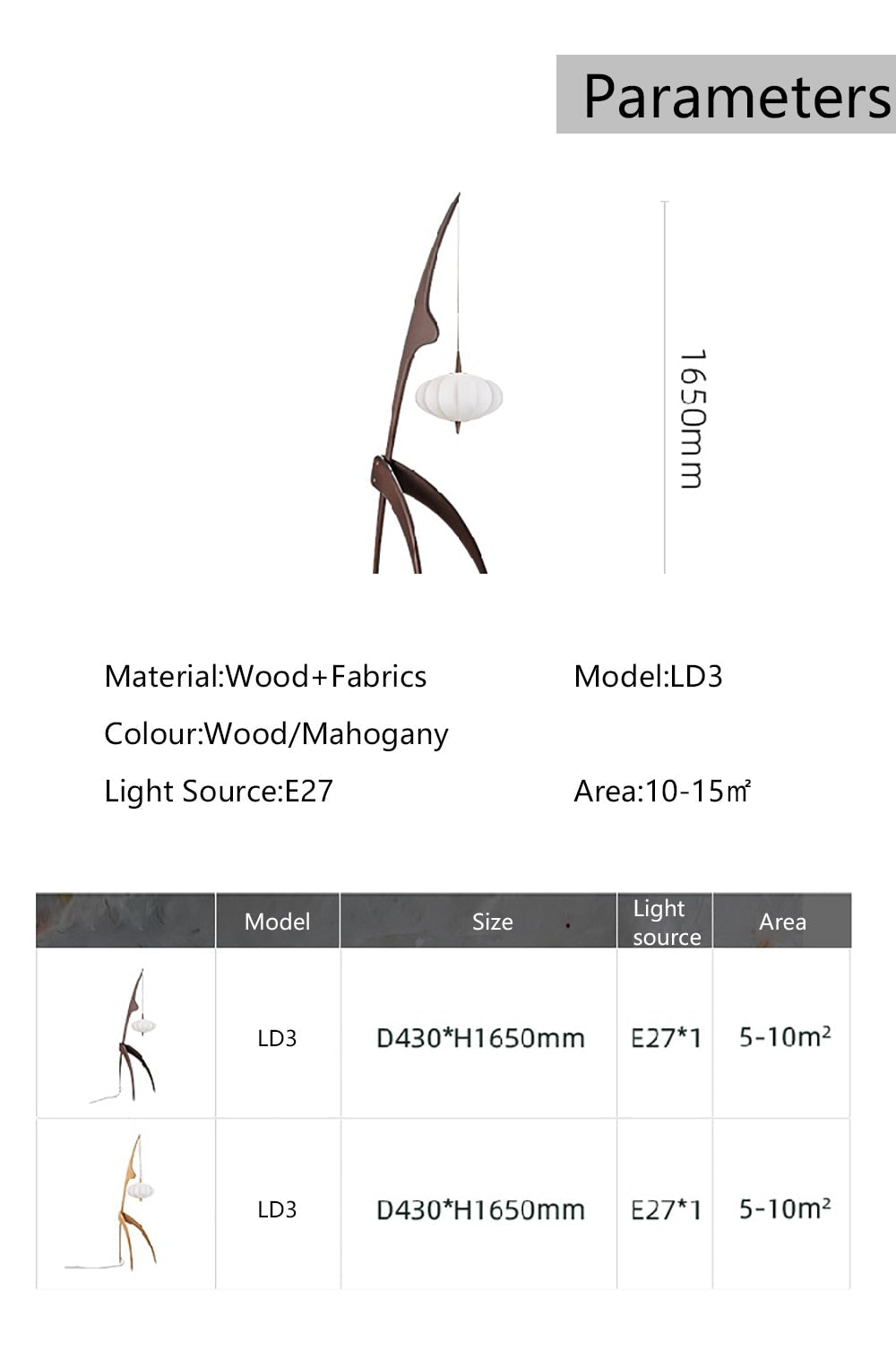 OLGA Floor Lamp Nordic Creative Wood Fabric Dimming Night Stand