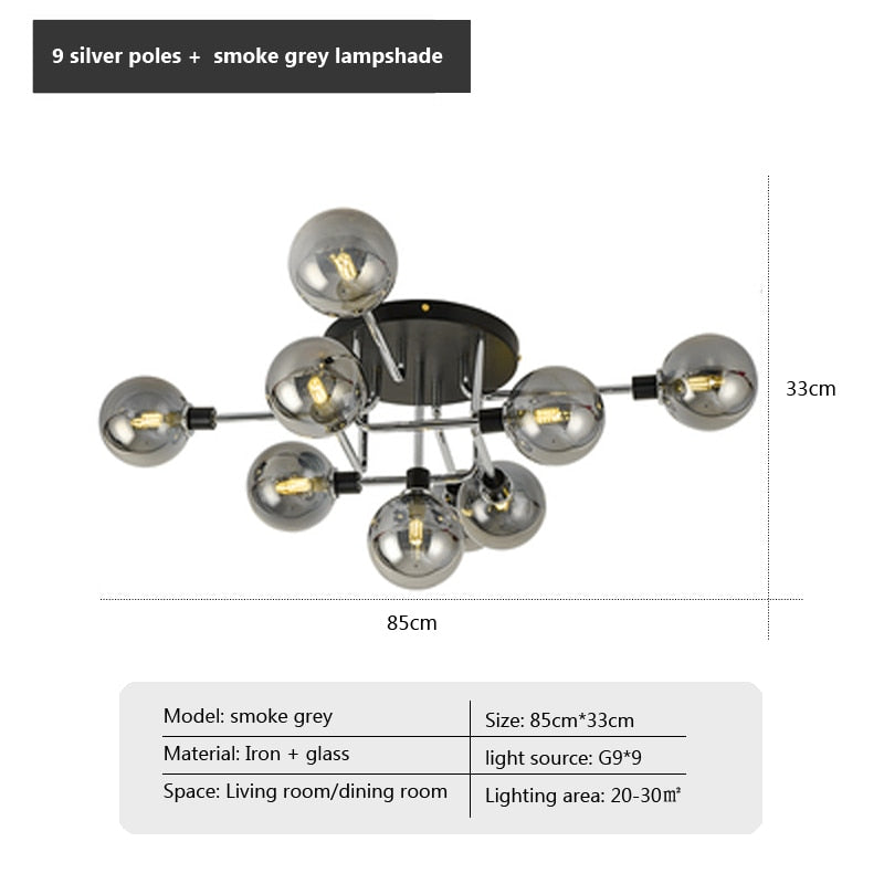 Wad Nordic Round Glass Chandelier