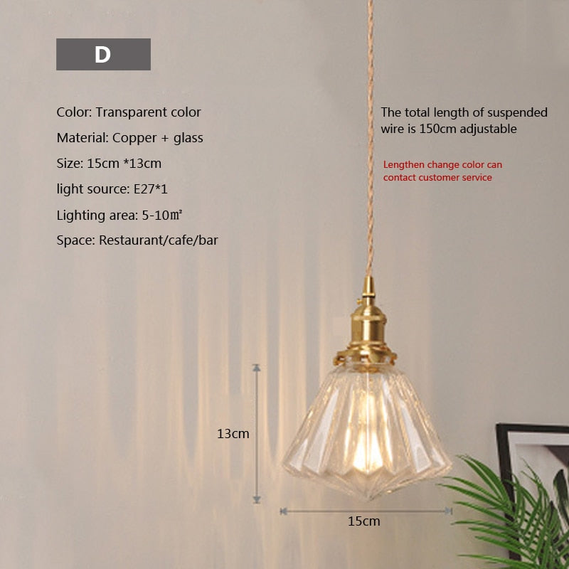 Nordic Glass Minimalist E27 Transparent Lampshade Pendant Light