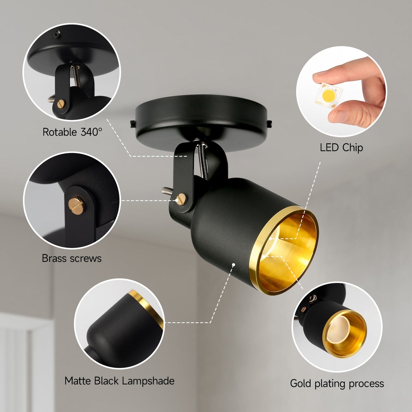 AiS Camiro - LED Surface Mounted Ceiling Nordic Spotlight Adjustable 60 degrees