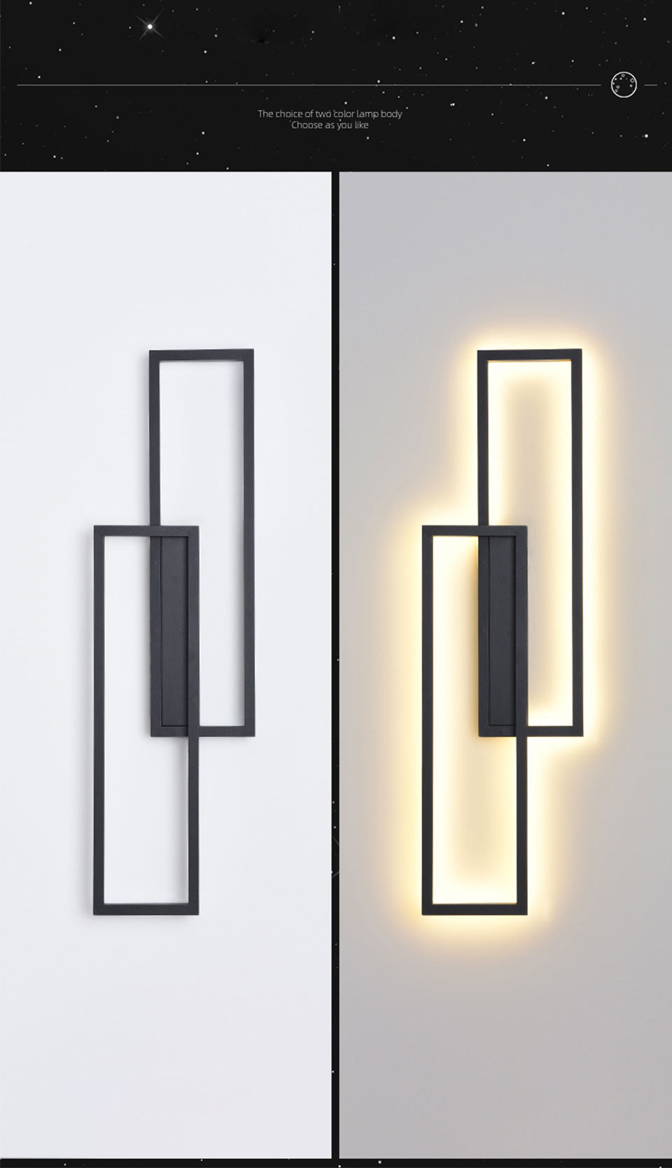 IIS LED Wall Sconces Black Rectangle Minimalist Wall Mounted Light