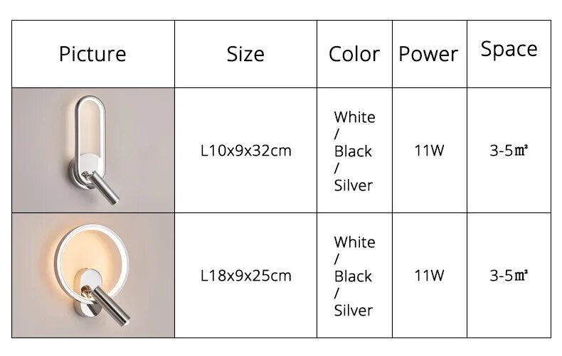 Touch Sensor Rotatable Spotlight Modern LED Wall Lights